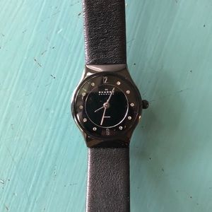 Skagen Black Leather Watch